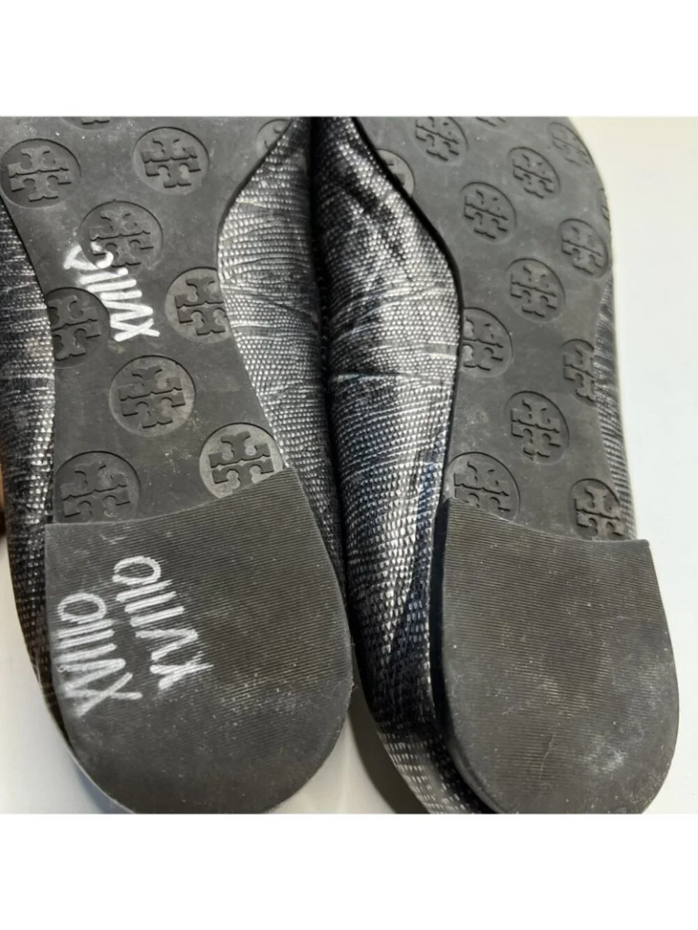 TORY BURCH Reva Embossed Snake Print Flats Womens 10 Round Toe